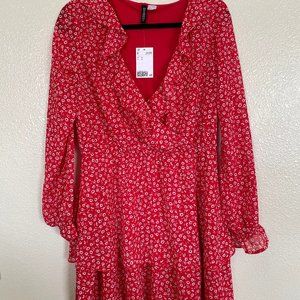 H&M Divided Orange Chiffon Dress Size Medium